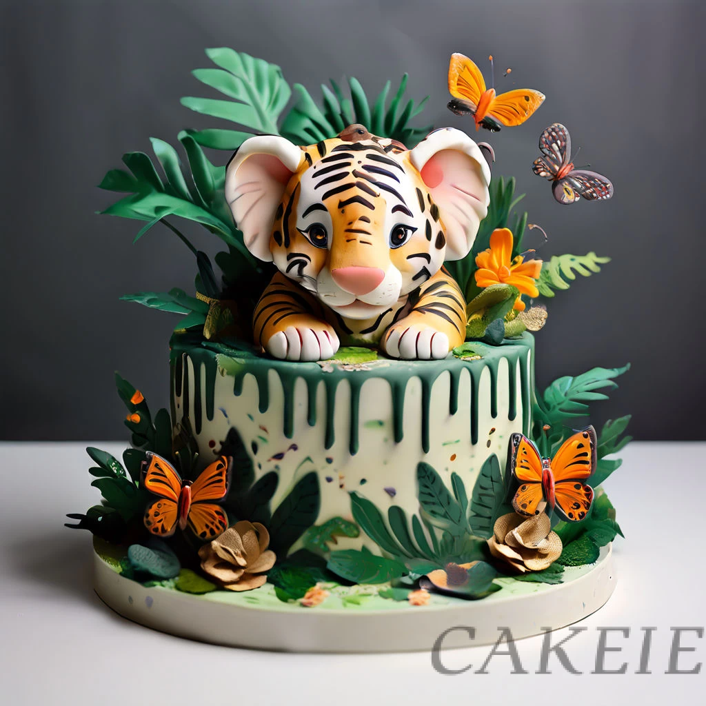 Cute Tiger Jungle Cake